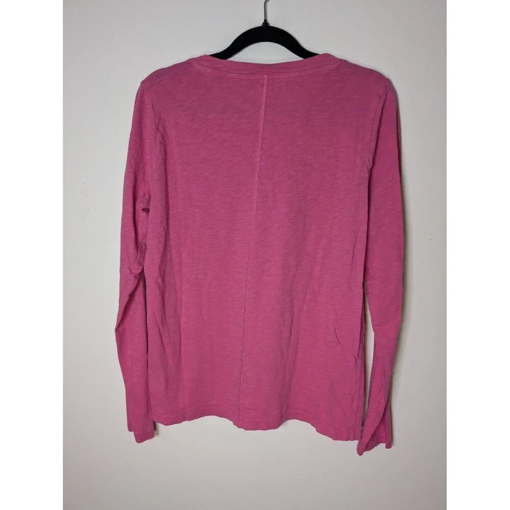 J.Crew Girlfriend Tee Pink Long Sleeve Crewneck 100% Cotton S Elevated Basics